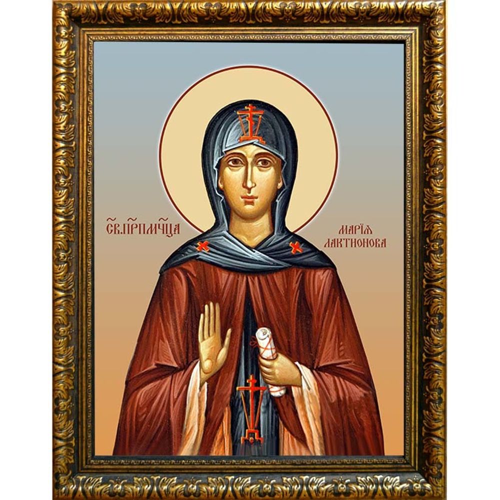 Мария Лактионова, послушница, преподобномученица. Икона на холсте. В раме 30 х 40 см.