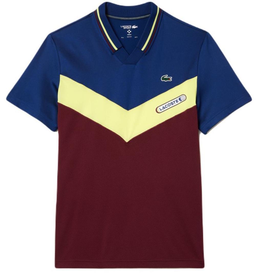 Мужское теннисное поло Lacoste Tennis x Daniil Medvedev Seamless Effect Polo Shirt - bordeaux/lime/navy blue