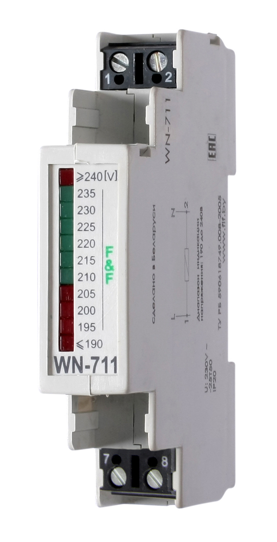 Указатель напряжения (вольтметр) WN-711 1-фазн., LED шкала 190-240В DIN F&F