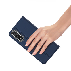 Чехол книжка из PU кожи синего цвета от Dux Ducis для OnePlus Nord 5 и Ace 5 Ultra, серия Skin Pro Series