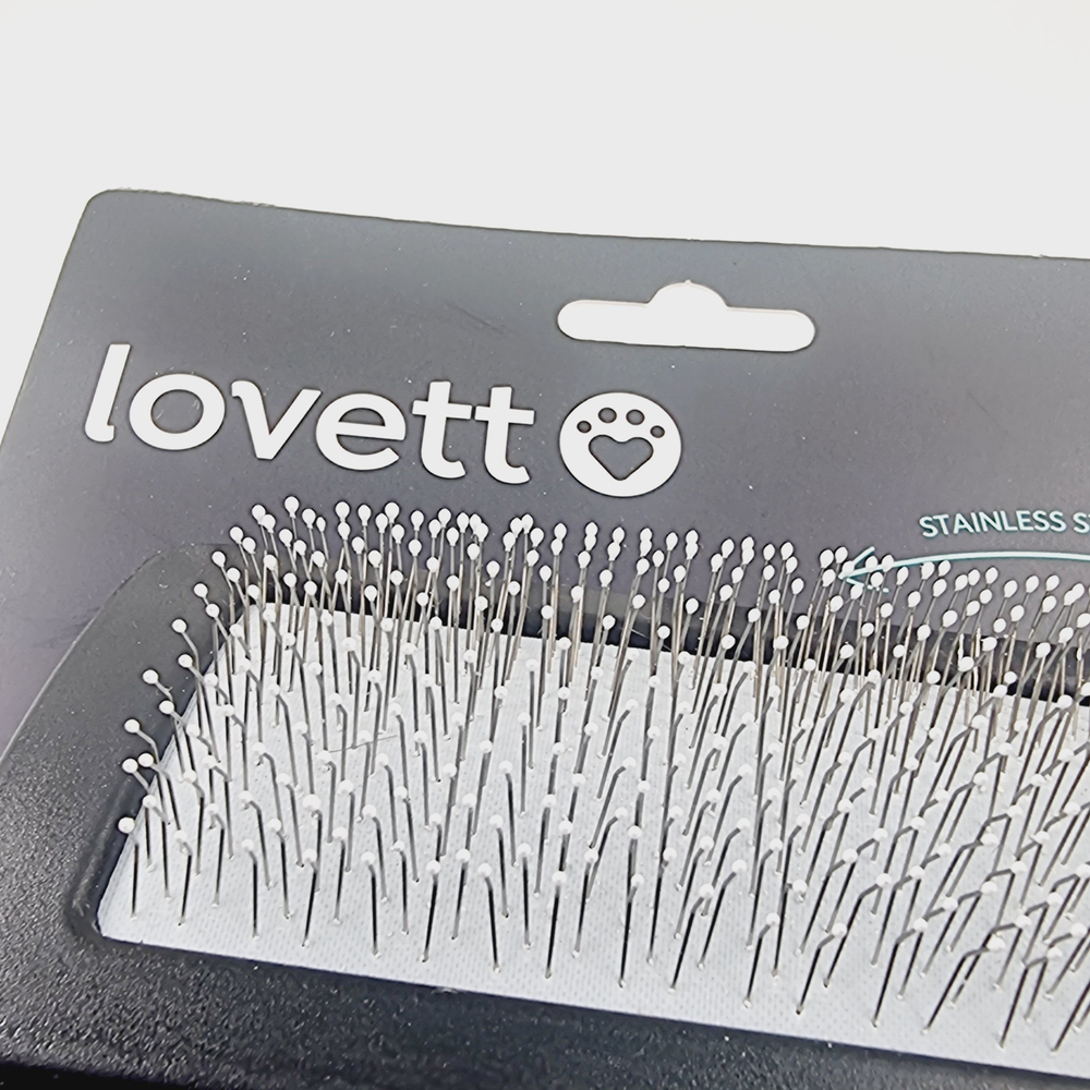 Щётка массажная / Пуходерка Lovett для кошек и собак, 12 см х 17,5 см, 1 шт., нержаеющая сталь (из Эстонии)
