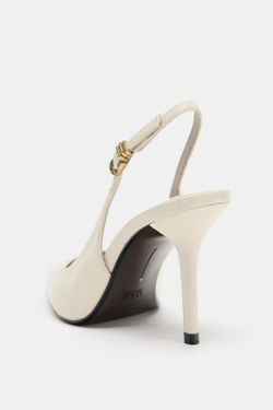 ZARA ТУФЛИ-МЮЛИ С РЕЛЬЕФНЫМ УЗОРОМ, ЭКРЮ