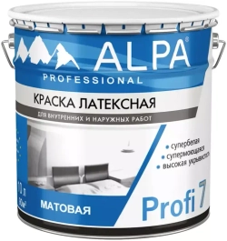 Краска латексная Alpa Profi 7 матовая супербелая 10л
