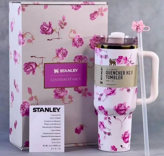 Termos \ Термос Stanley Quencher H2.0 Tumbler Çiçəkli 2. 1.18 L