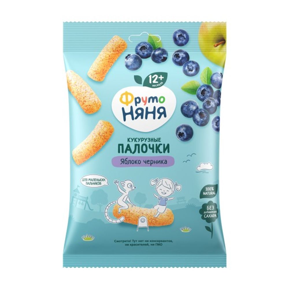 Кукурузные палочки ФрутоНяня с яблоком и черникой 20г