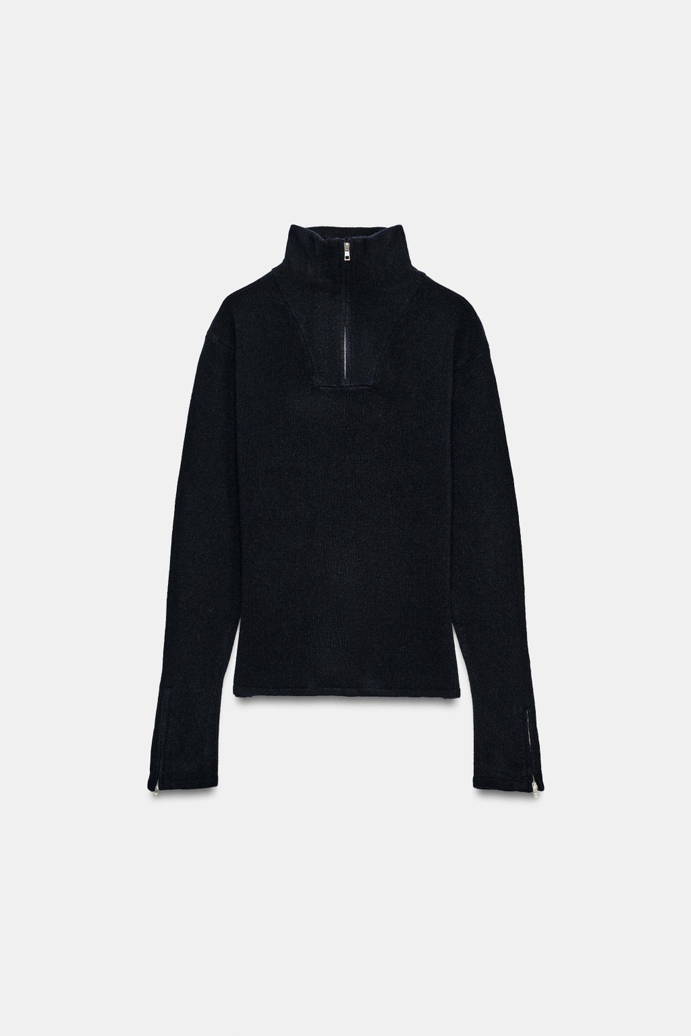 ZARA СВИТЕР ИЗ 100% ШЕРСТИ НА МОЛНИЯХ, МОРСКОЙ СИНИЙ