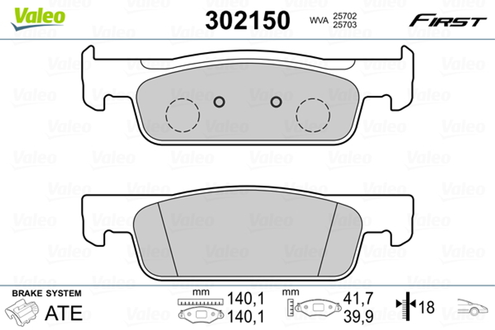 VALEO - 302150-VAL - Brake Pad Set, disc brake