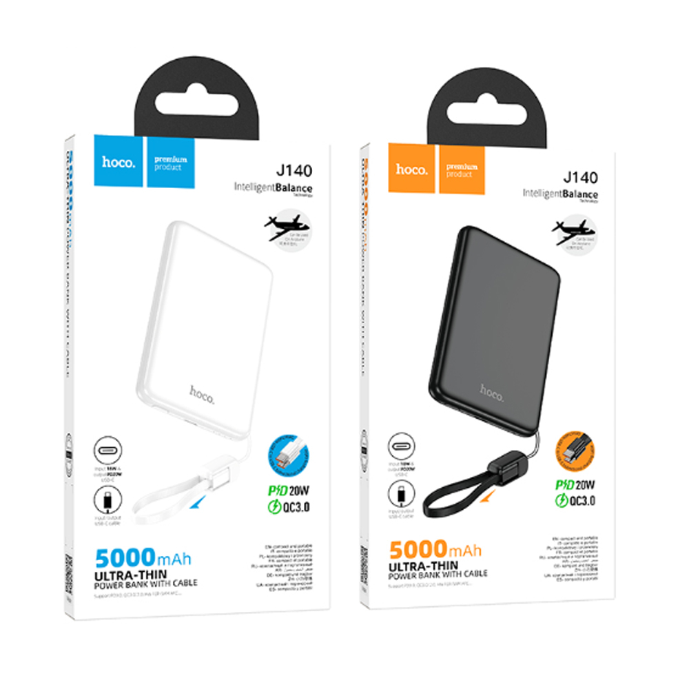 Портативный аккумулятор Hoco J140, Tony, 5000mAh, PD20W, QC3.0, Черный