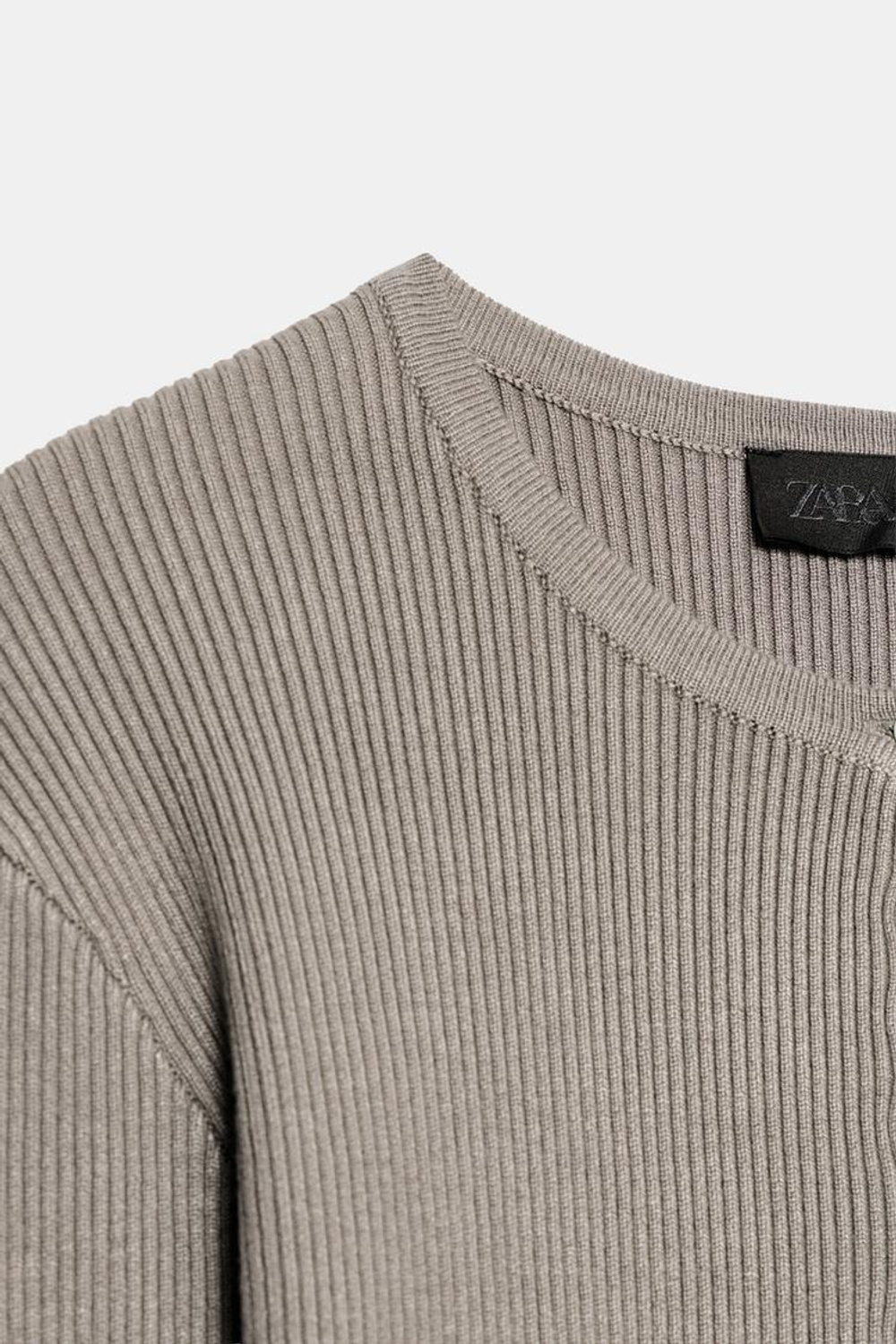 ZARA КАРДИГАН В РУБЧИК, НАТУРАЛЬНЫЙ СЕРЫЙ
