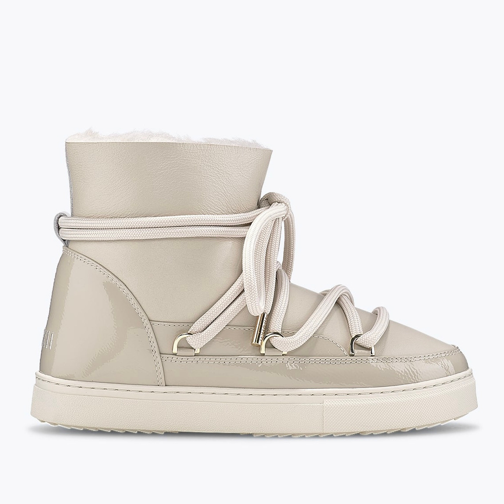 Высокие комбинированные кеды INUIKII Sneaker Gloss Cream на меху