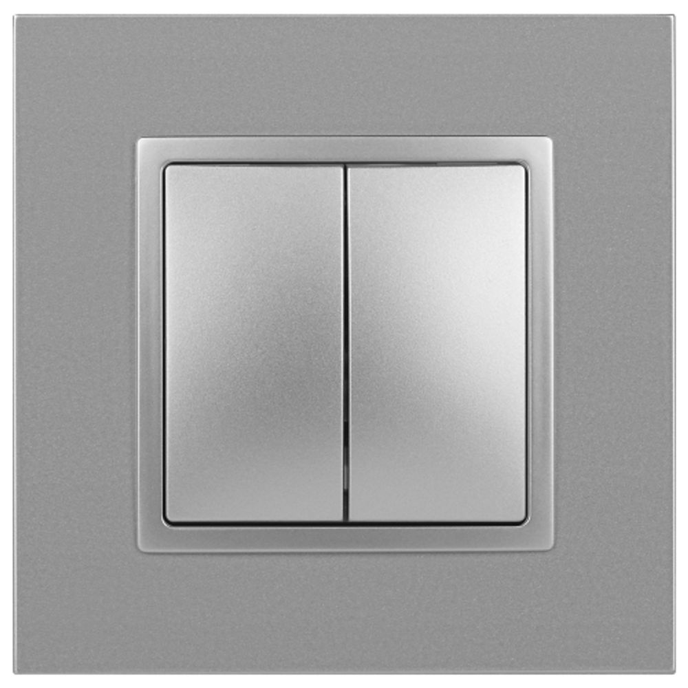 Выключатель ЭРА Elegance 14-1104-03 двойной 10АХ-250В IP20 алюминий | Эра Elegance