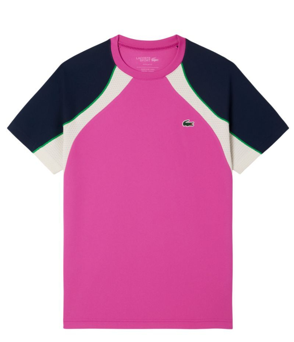Мужская теннисная футболка Lacoste Ultra Dry Colour-Block Tennis - Розовый