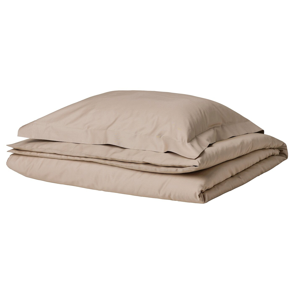IKEA LUKTJASMIN  (ИКЕА ЛУКТЙАСМИН)  -  Пододеяльник и наволочка, серо-бежевый, 150x200/50x60 см