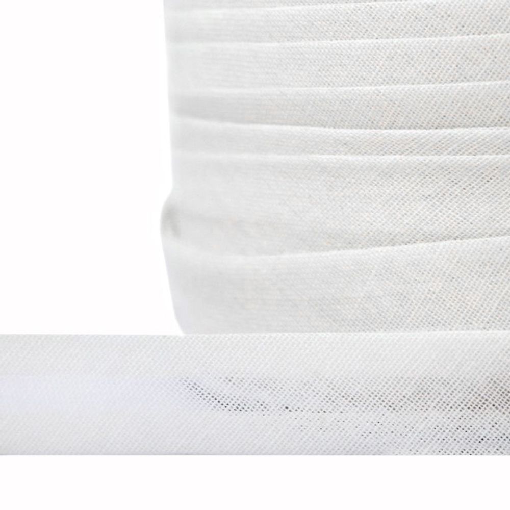 Косая бейка хлопковая 15 мм / 132±1 метра, BS, ≈2.48 г/м², F101 белый