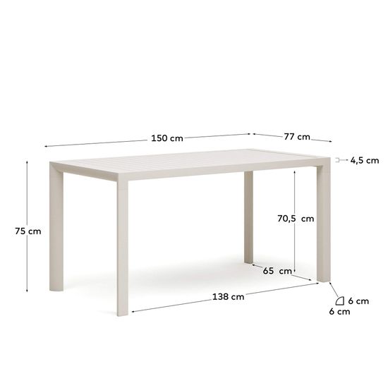 Culip Алюминиевый уличный стол с порошковым покрытием белого цвета 150 x 77 см