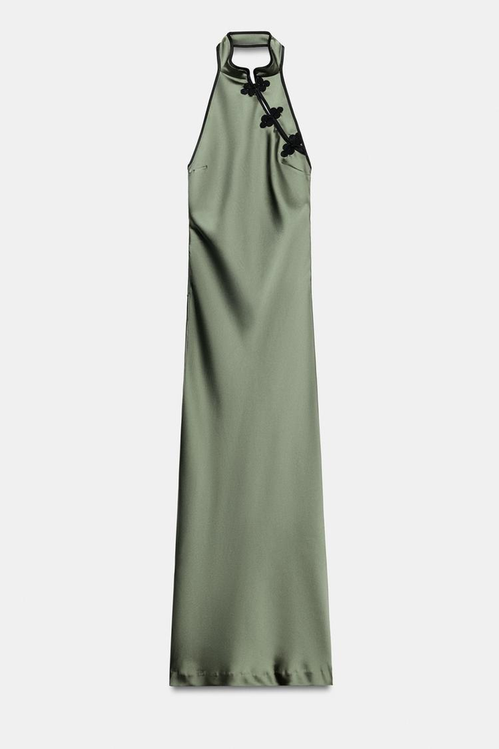 ZARA ПЛАТЬЕ МИДИ ЖАККАРД С НАВЕСНЫМИ ПЕТЛЯМИ, ЗЕЛЕНЫЙ