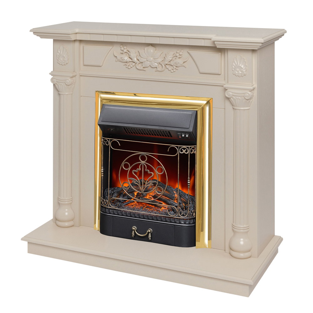Каминокомплект Real Flame Dacota WT с очагом Majestic Lux Brass