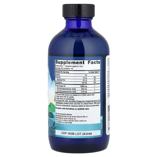 Nordic Naturals, Масло печени арктической трески со вкусом клубники, 237 мл (8 жидких унций)