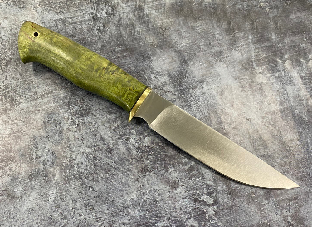 Нож Сибиряк, сталь 110х18, карельская береза, зеленая