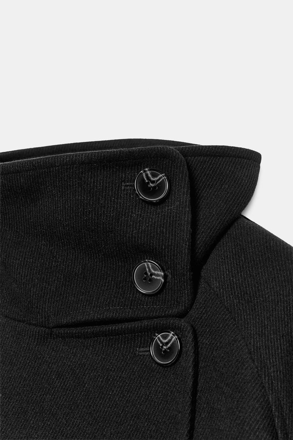 ZARA ПАЛЬТО С ВЫСОКИМ ВОРОТНИКОМ И ПОЯСОМ, ЧЕРНЫЙ