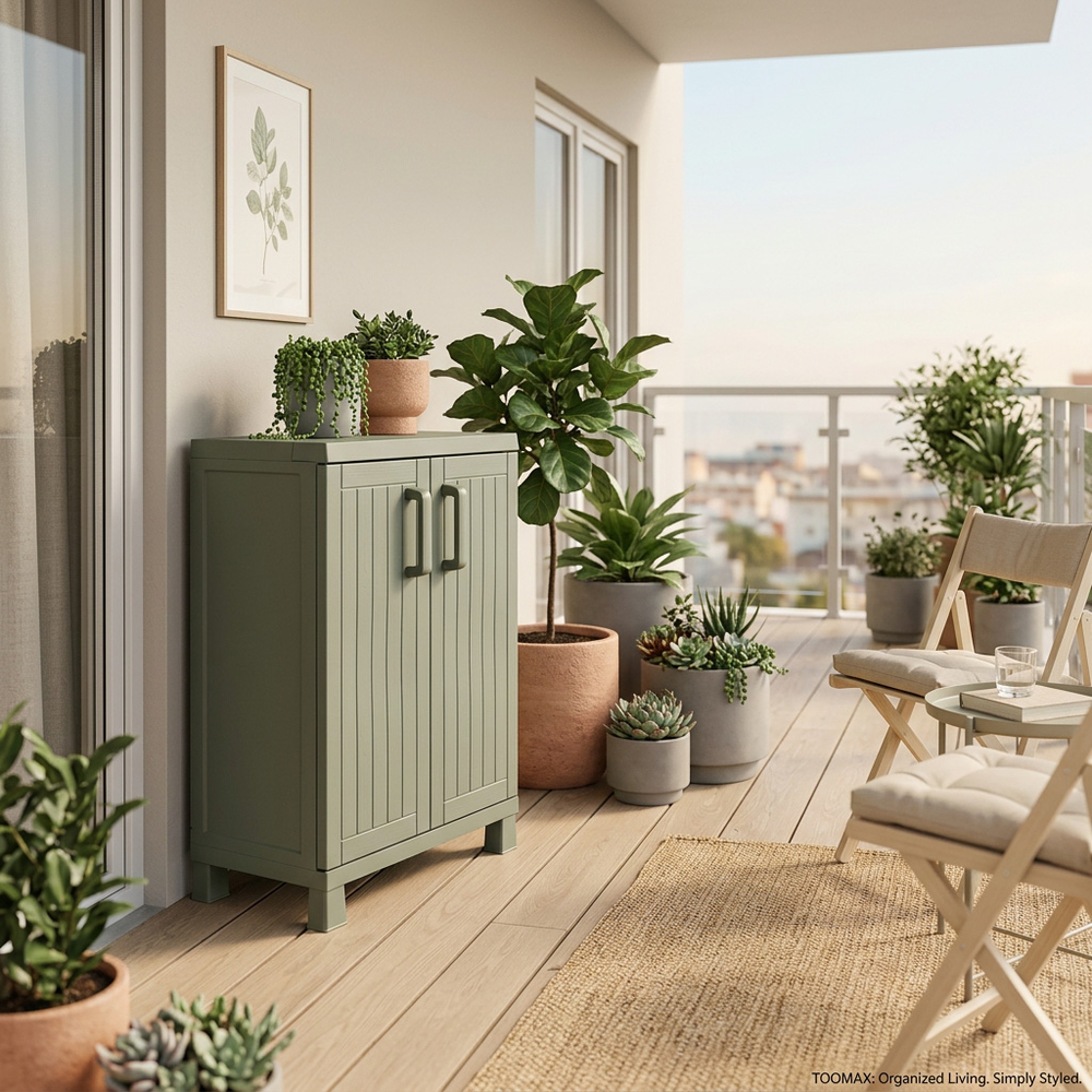 Уличная пластиковая тумба Toomax Wood Cabinet olive