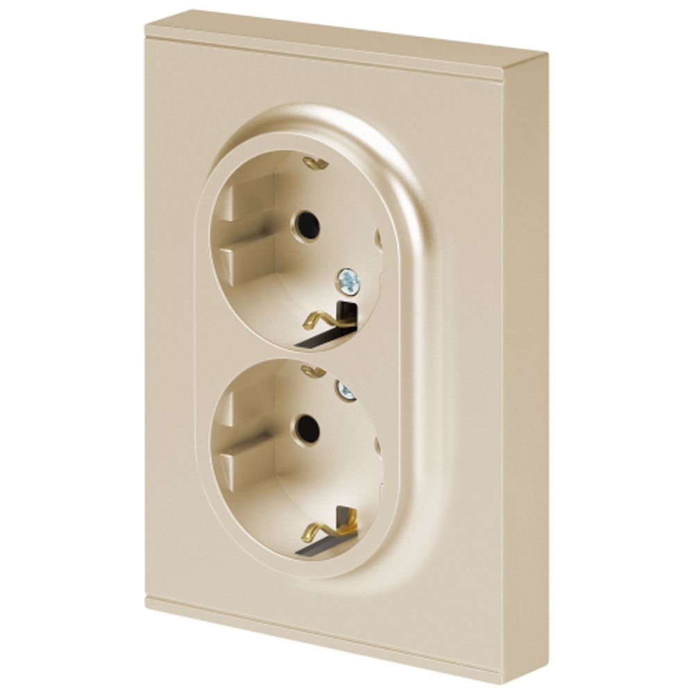 Розетка ЭРА Arktik 16-2105-04 двойная с заземлением 2X2P+E Schuko со шторками 16А-250В шампань | Эра Arktik