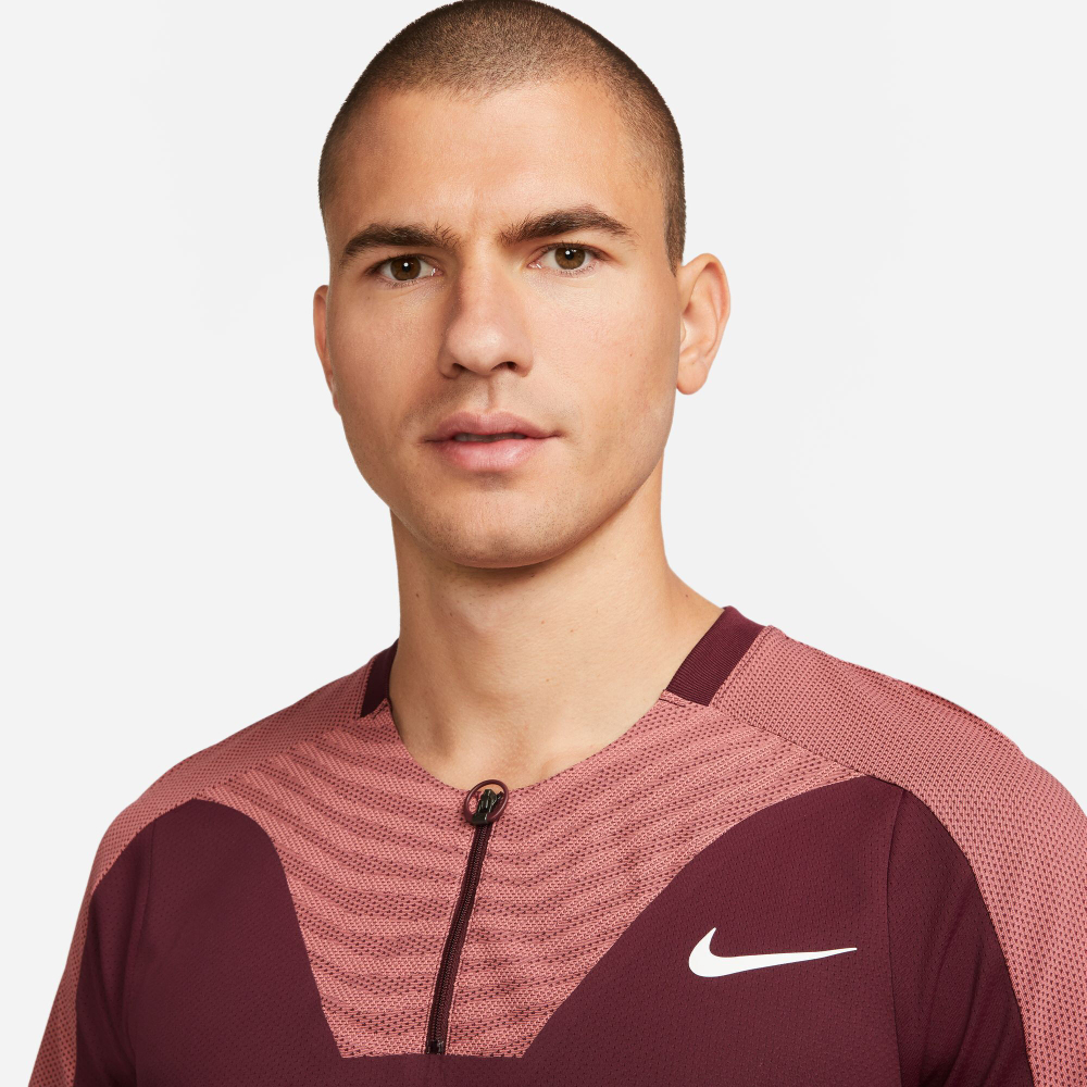 Мужское теннисное поло Nike Dri-Fit Advantage Court Slim UL RG Polo Men - Dark Red, Antique Pink
