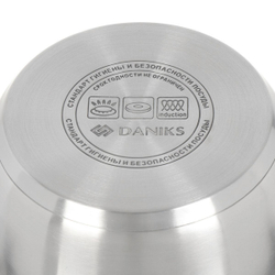 Кастрюля нерж, 4 л, с крыш, крышка стекло, Daniks, Перл, GS-01205-20, индукц