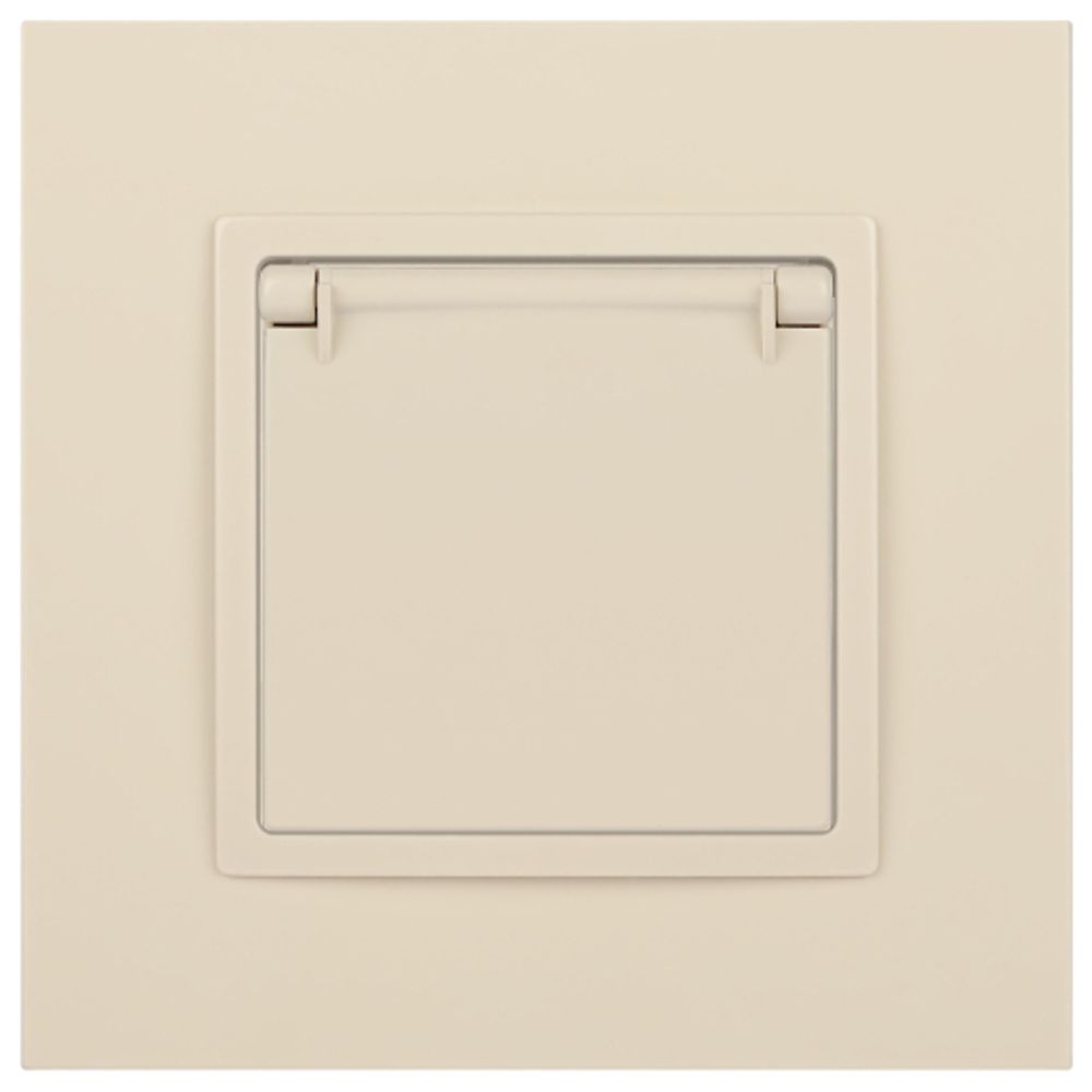 Розетка ЭРА Elegance 14-2103-02 с заземлением 2P+E Schuko со шторками с крышкой 16A-250В IP20 слоновая кость | Эра Elegance