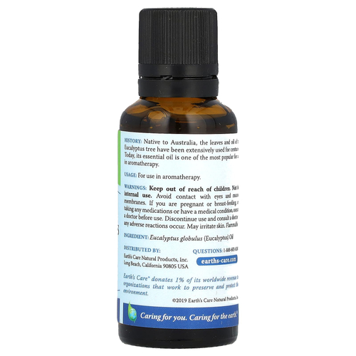 Earth's Care, 100% чистое эвкалиптовое масло, 30 мл (1 жидк. Унция)
