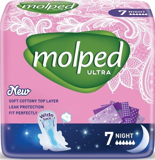 Гигиенические прокладки Molped Ultra Night 6 капель, 7 шт