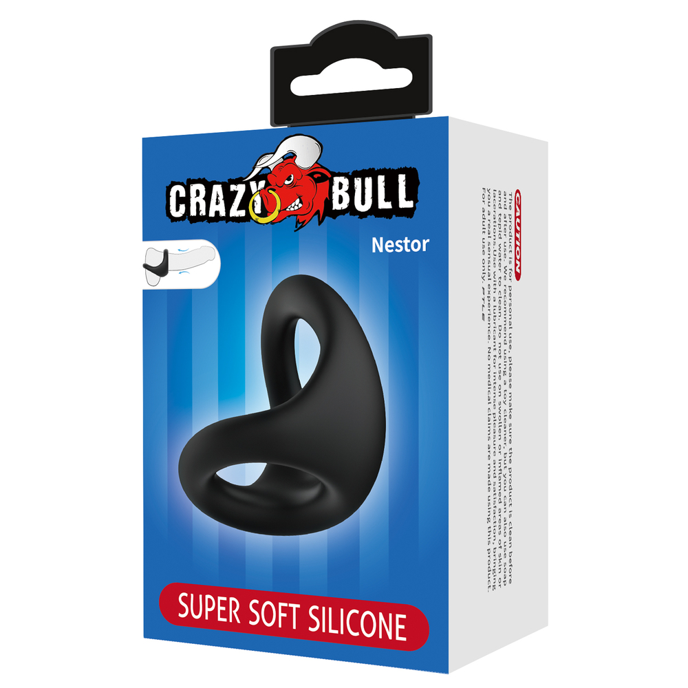 Эрекционное кольцо двойное из силикона растягивающееся CRAZY BULL черное BI-210237