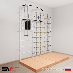 Шведская стенка Sv Sport 57340 (Турник стандарт/Брусья/Трапеция/Мат 2м/Канатный лаз)