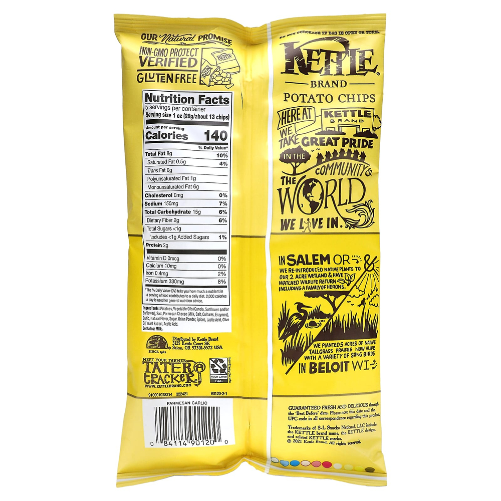 Kettle Foods, картофельные чипсы, со вкусом пармезана и чеснока, 141 г (5 унций)