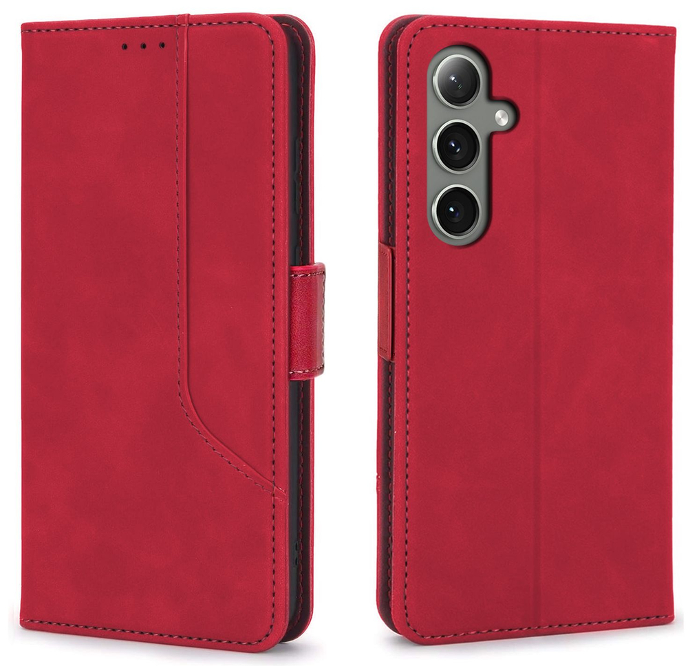 Стильный чехол-книжка из кожи для SAMSUNG S24 (не ULTRA/ FE/ PLUS!) с отделом для наличных, 3 слотами для карт и подставкой
