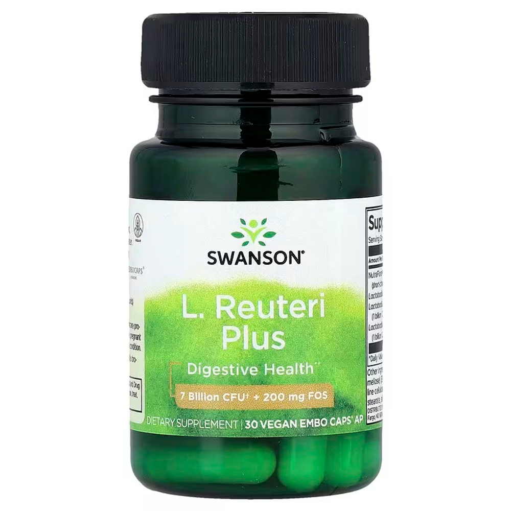 Swanson, Л. Рейтери Плюс, лактобактерии реутери, 30 веганских капсул EMBO Caps® AP