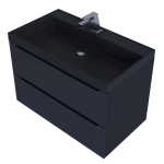 Тумба с раковиной Uperwood Tanos-Classic Quartz 80 см, черная/уголь
