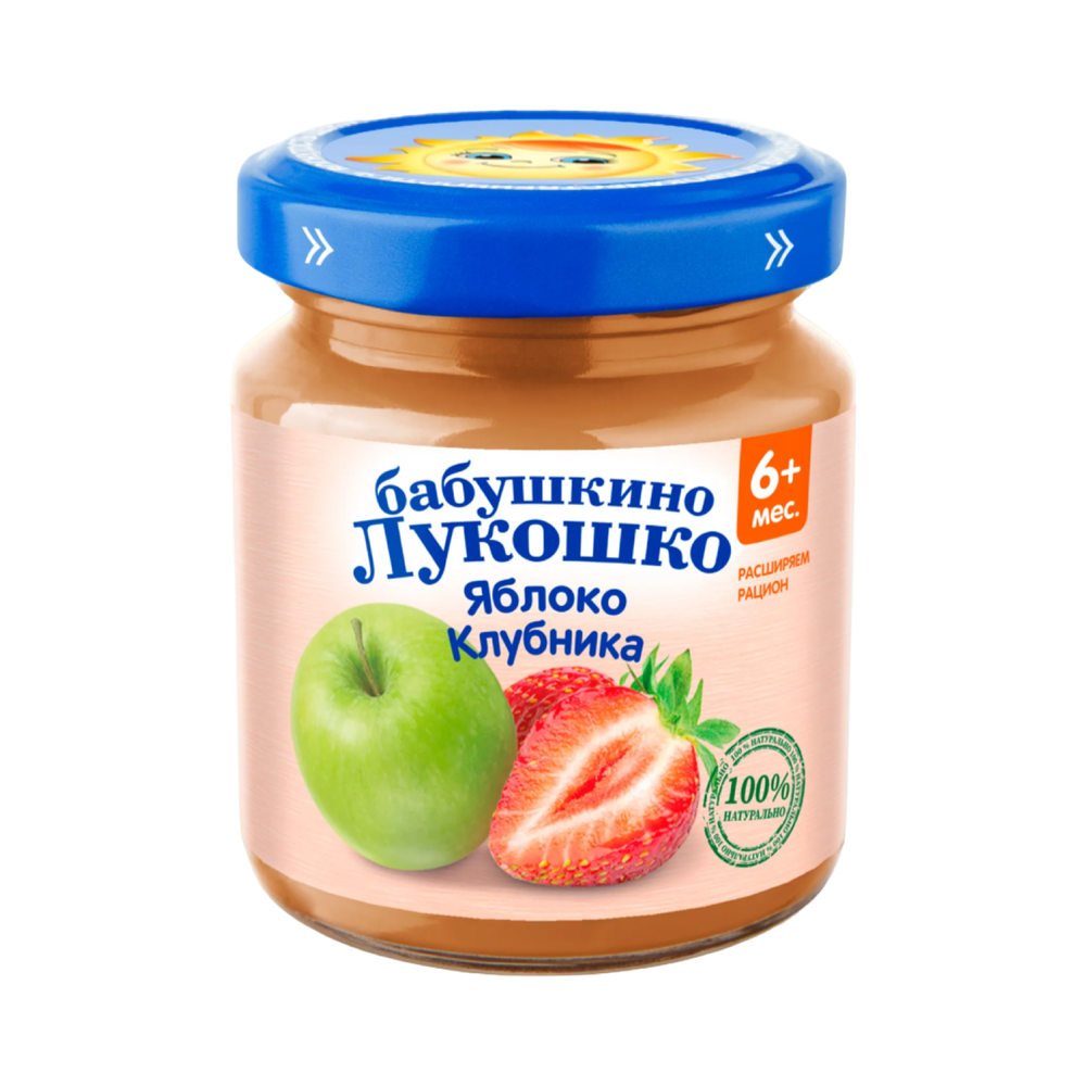 Пюре Бабушкино лукошко 100г Яблоко клубника