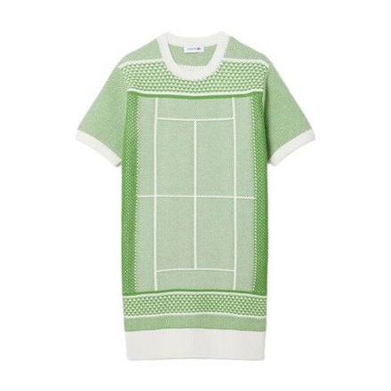 Теннисное платье Lacoste Tennis Court Jacquard Sweater - flour/billiard green