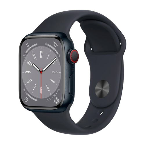 Умные часы Apple Watch Series 8 GPS + Cellular, 41mm, Aluminium Case with Sport Band S/M, Midnight (Тёмная ночь) MNUV3