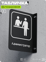 Табличка Администратор флажковая на стену, двусторонняя с крепежом, 19 х 25 см, для офиса, кафе, ресторана, серия COSMO, Айдентика Технолоджи