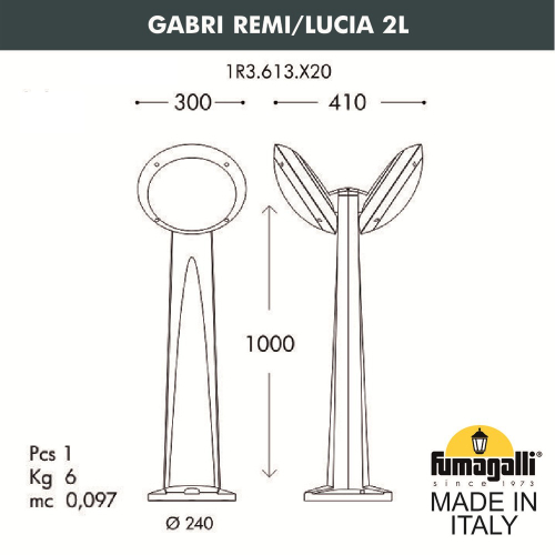Ландшафтный светильник Fumagalli LUCIA 1R3.613.X20.WYE27