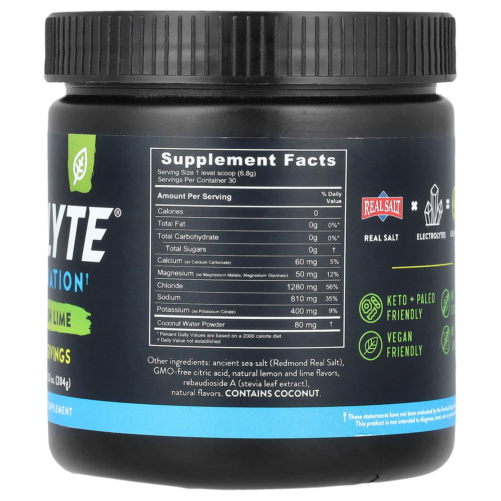 Redmond, Re-Lyte® Hydration, лимон и лайм, 204 г (7,20 унции)
