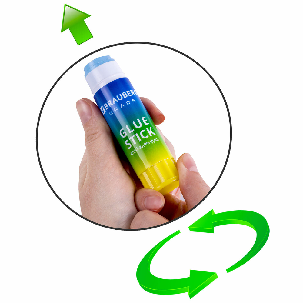 Клей-карандаш в градиентном корпусе BRAUBERG GRADE, 21 г, PVP-основа, ассорти, 271247