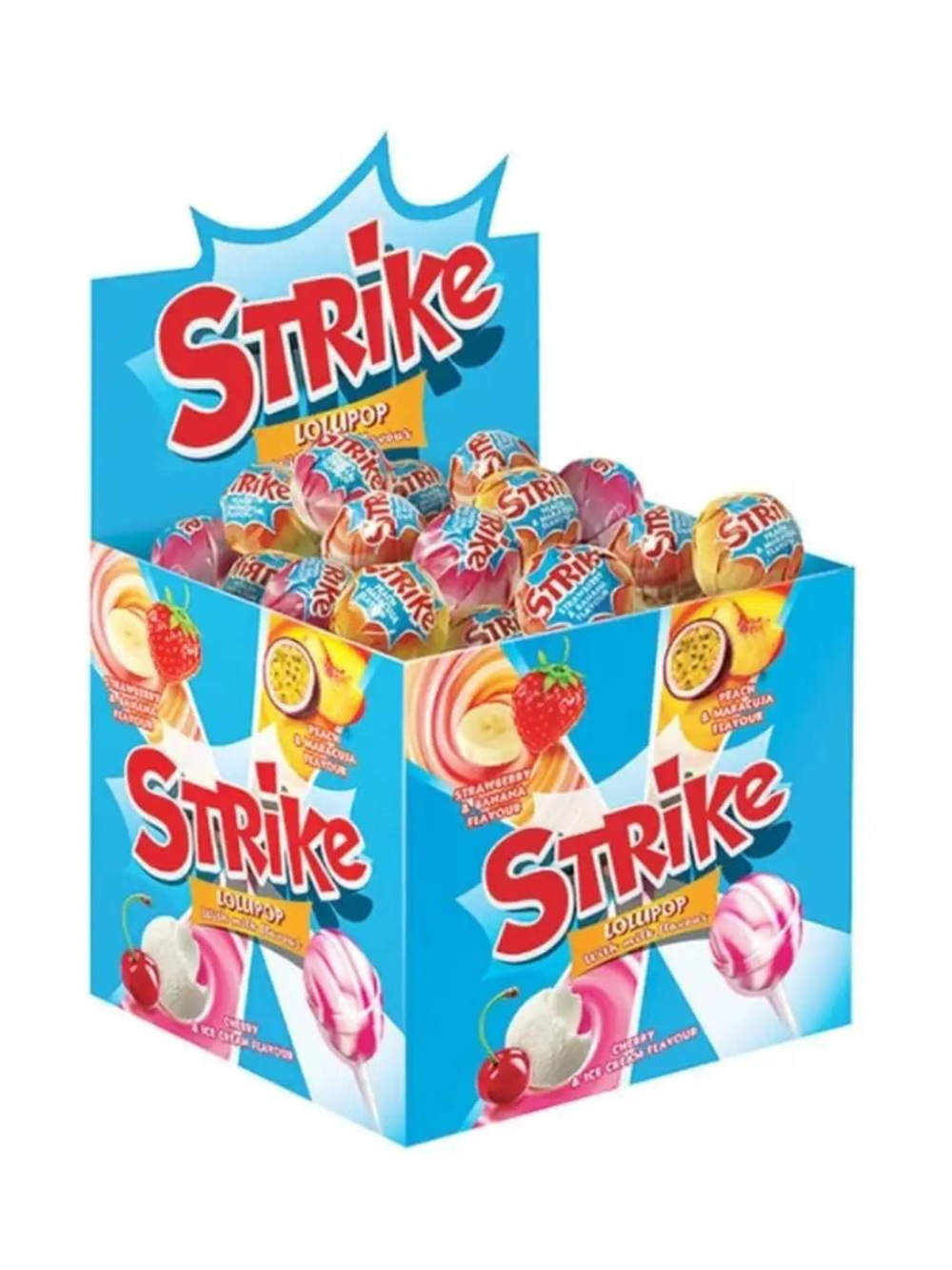 Конфеты Strike Карамель на палочке с молочным вкусом, 50 шт по 11,3 г