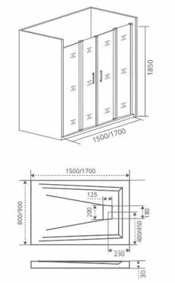 Душевая дверь в нишу Bas Infinity WTW-TD-150-C-CH 150*185 без поддона