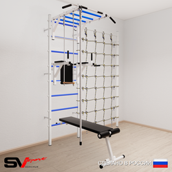 Шведская стенка Sv Sport усиленная 6560 (Турник рукоход/Брусья/Скамья/Канат/Трапеция/Канатный лаз)