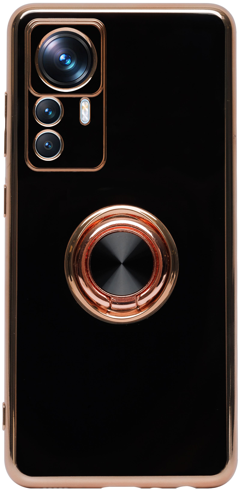 Стильный глянцевый чехол для XIAOMI 12T / 12T PRO с кольцом-подставкой и бархатной подкладкой
