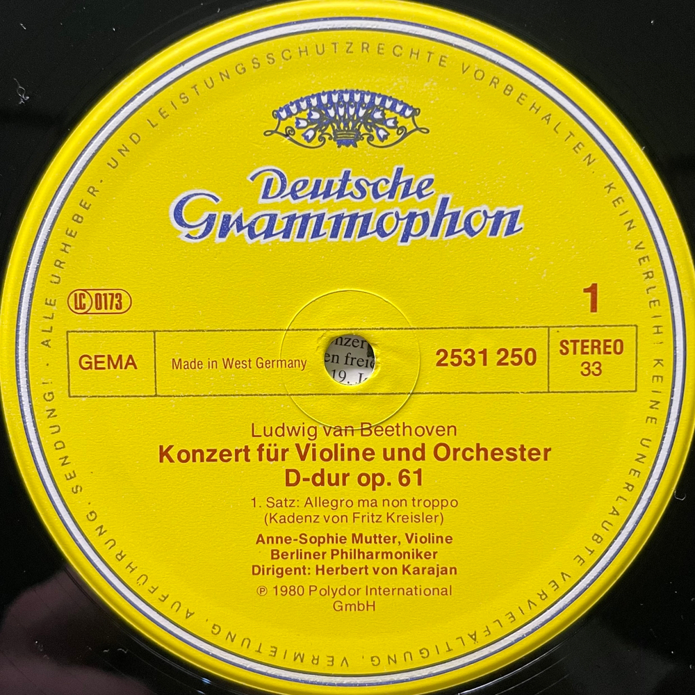Бетховен - Концерт для скрипки с оркестром (Германия 1980г.)