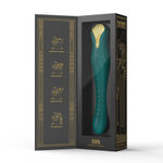 Зеленый вибратор 30,2см с поступательными движениями Zalo King Vibrating Thruster Turquoise Green